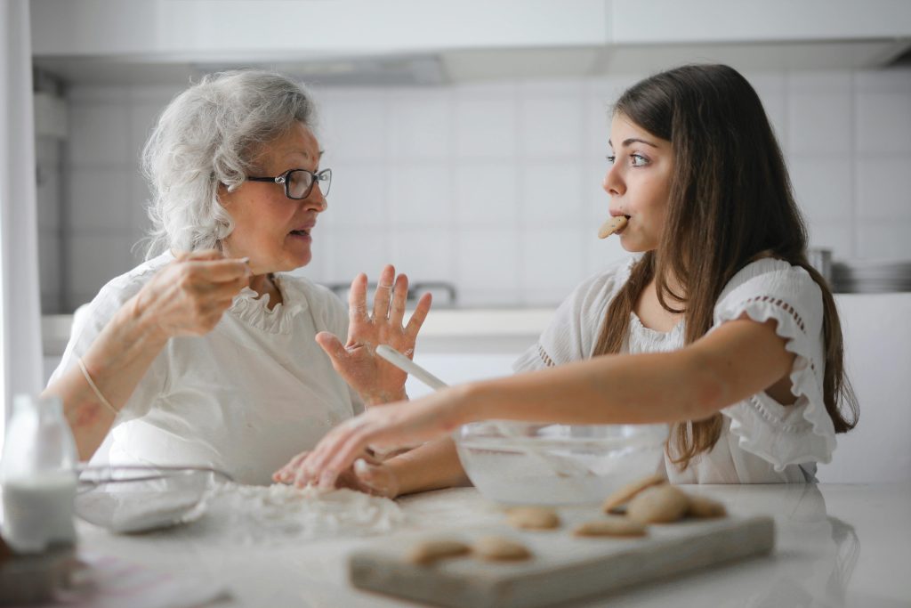 Two women baking in a kitchen